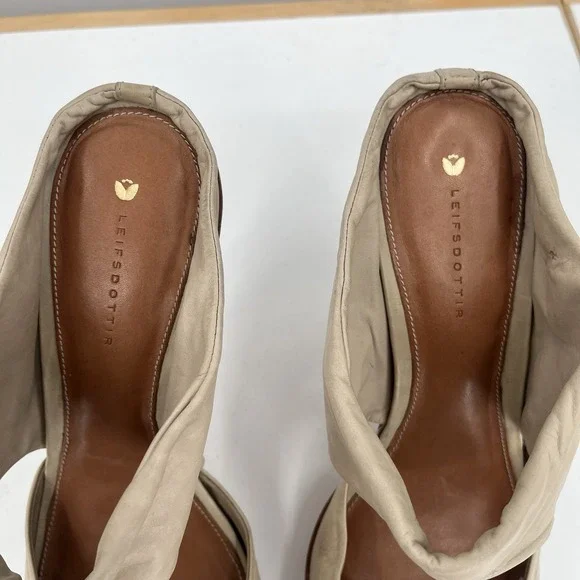 Anthropologie Leifsdottir Jenni Taupe Italian Leather Heels Size 41 EUR 10.5 US - Picture 4 of 13
